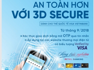 VietinBank bảo mật tối ưu thẻ Visa bằng chức năng 3D Secure