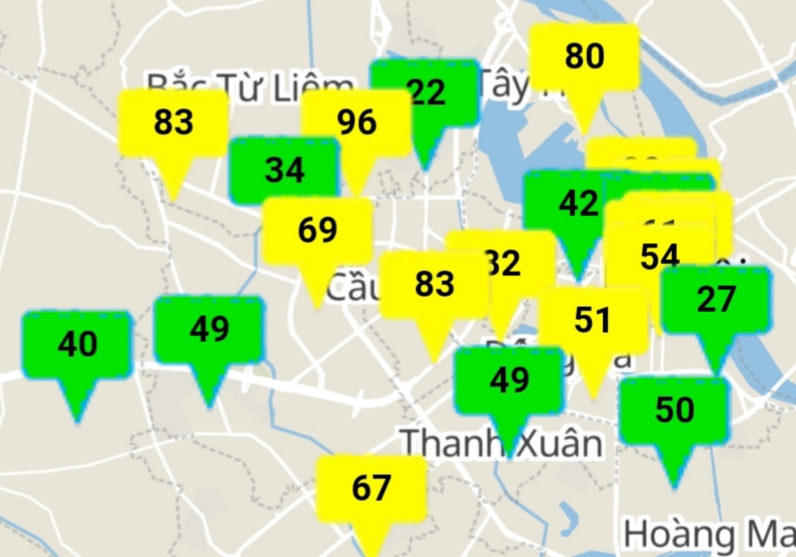 Chất lượng không khí ở Hà Nội cải thiện, nhiều khu vực ở mức tốt