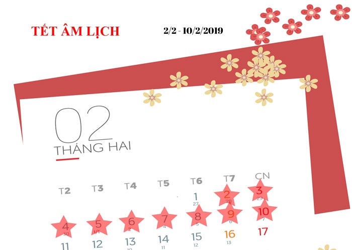 Infographic: Lịch nghỉ các ngày lễ, tết năm 2019