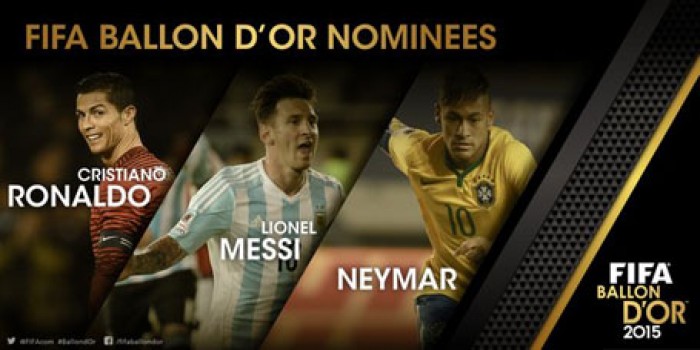 Messi, C.Ronaldo, Neymar tranh giải Quả bóng vàng 2015