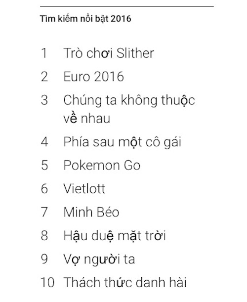 top 10 tu khoa google tai vn trong nam 2016 noi len dieu gi