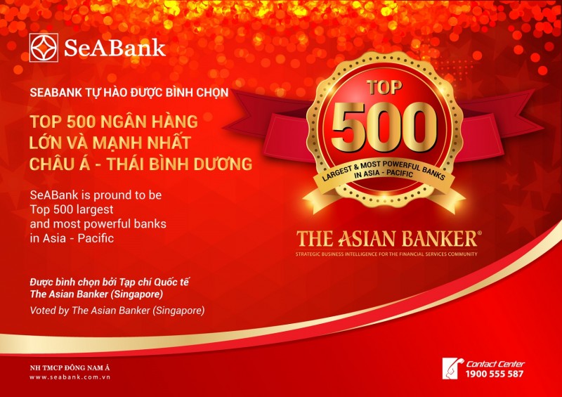 SeABank lọt vào Top 500 Ngân hàng lớn nhất châu Á - Thái Bình Dương