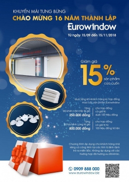 Eurowindow khuyến mại khủng nhân dịp kỷ niệm 16 năm thành lập