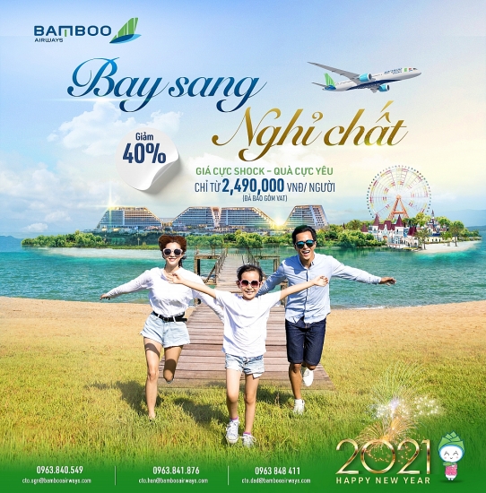 Bamboo Airways tung combo trọn gói “chất lừ” dịp Tết Dương lịch, ưu đãi tới 40%