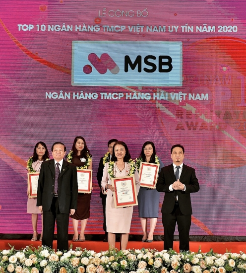 MSB vào top 10 ngân hàng thương mại cổ phần tư nhân uy tín nhất Việt Nam