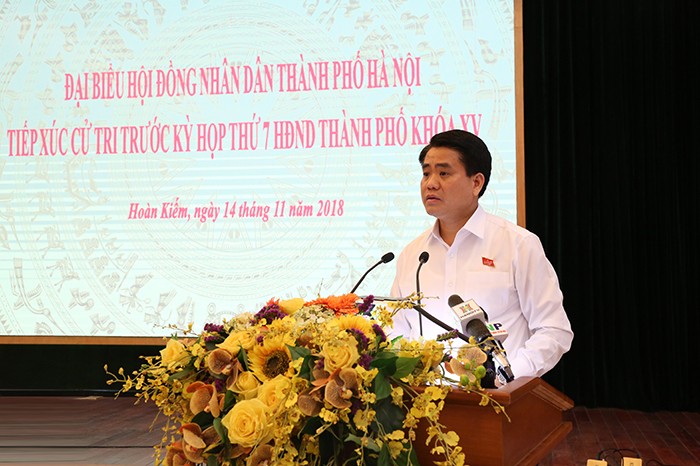 Chủ tịch UBND Thành phố Nguyễn Đức Chung tiếp xúc cử tri quận Hoàn Kiếm