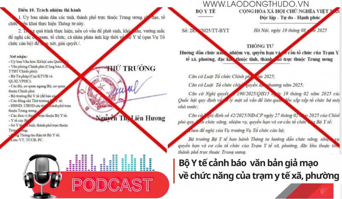 Điểm những tin nổi bật sáng ngày 16/8/2025: Bộ Y tế cảnh báo về văn bản giả mạo liên quan chức năng, nhiệm vụ của trạm y tế xã, phường